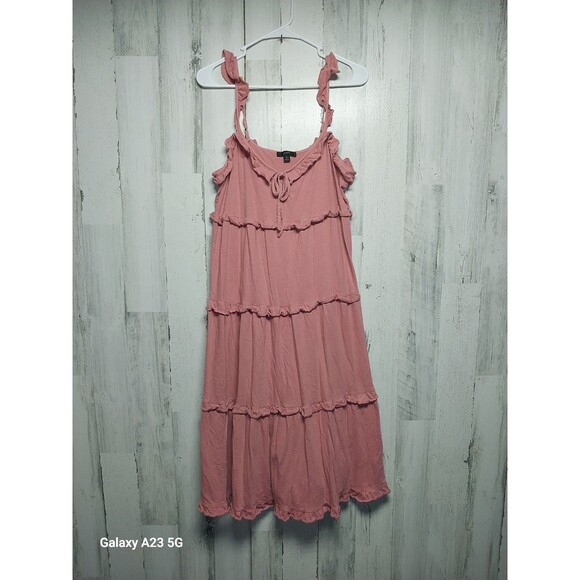 J Crew Tiered Ruffle Midi Maxi Dress Womens Size Medium Pink Sleeveless - Picture 1 of 7